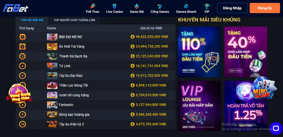 Banner quảng cáo các chương trình khuyến mãi độc quyền của choang win